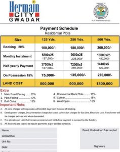 Hermain City Gwadar Payment Schedule Residential Plots