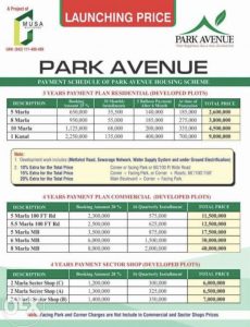 Park Avenue Housing Scheme Lahore: Commercial & Residential Plots Available On Installments