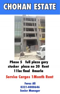 DHA Lahore Chohan Estate Offers Commercial plazas Properties available on Rent and Commercial Building for sale in DHA Lahore 